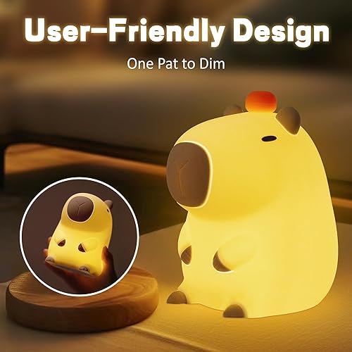Miniatura 2 de Capybara - Luz nocturna, bonita lámpara Capybara para guardería, portátil y recargable regulable, regalos de cumpleaños de Navidad para niños y