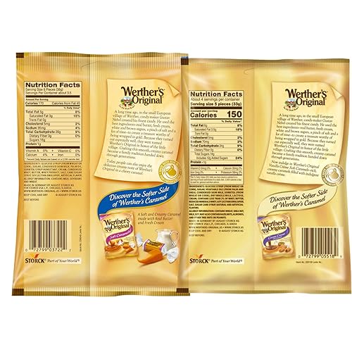Miniatura 2 de Werther's Original Vanilla Crème and Caramel Soft Chewy, caramelos masticables envueltos individualmente para regalos de fiesta o rellenos de tarros
