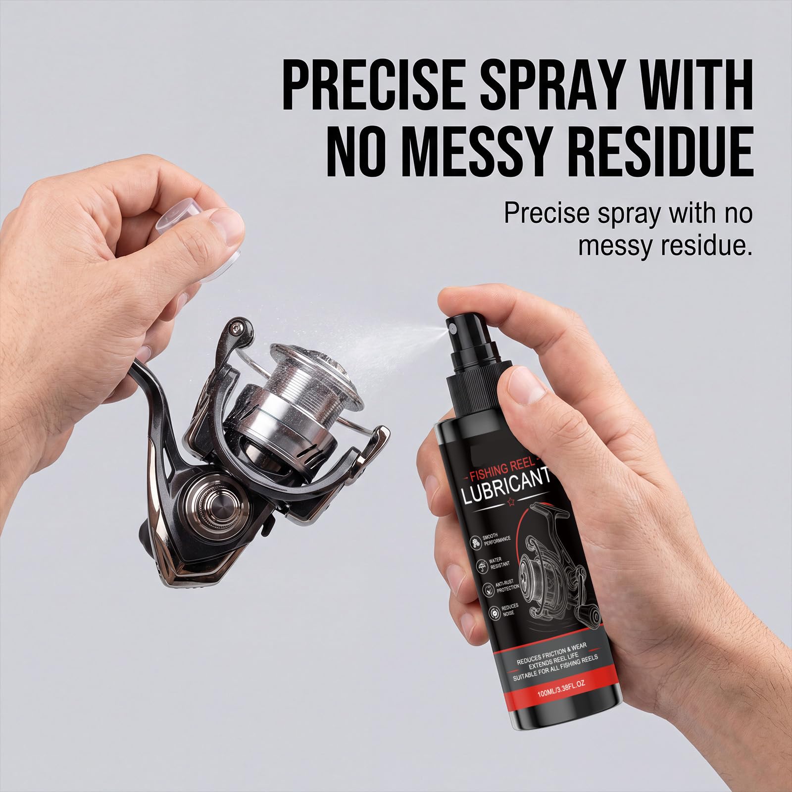 Lubrificante per mulinello da pesca, spray detergente per mulinelli, protezione di lunga durata, prestazioni lisce, resistente all'acqua, antiruggine, riduce il rumore, prolunga la durata