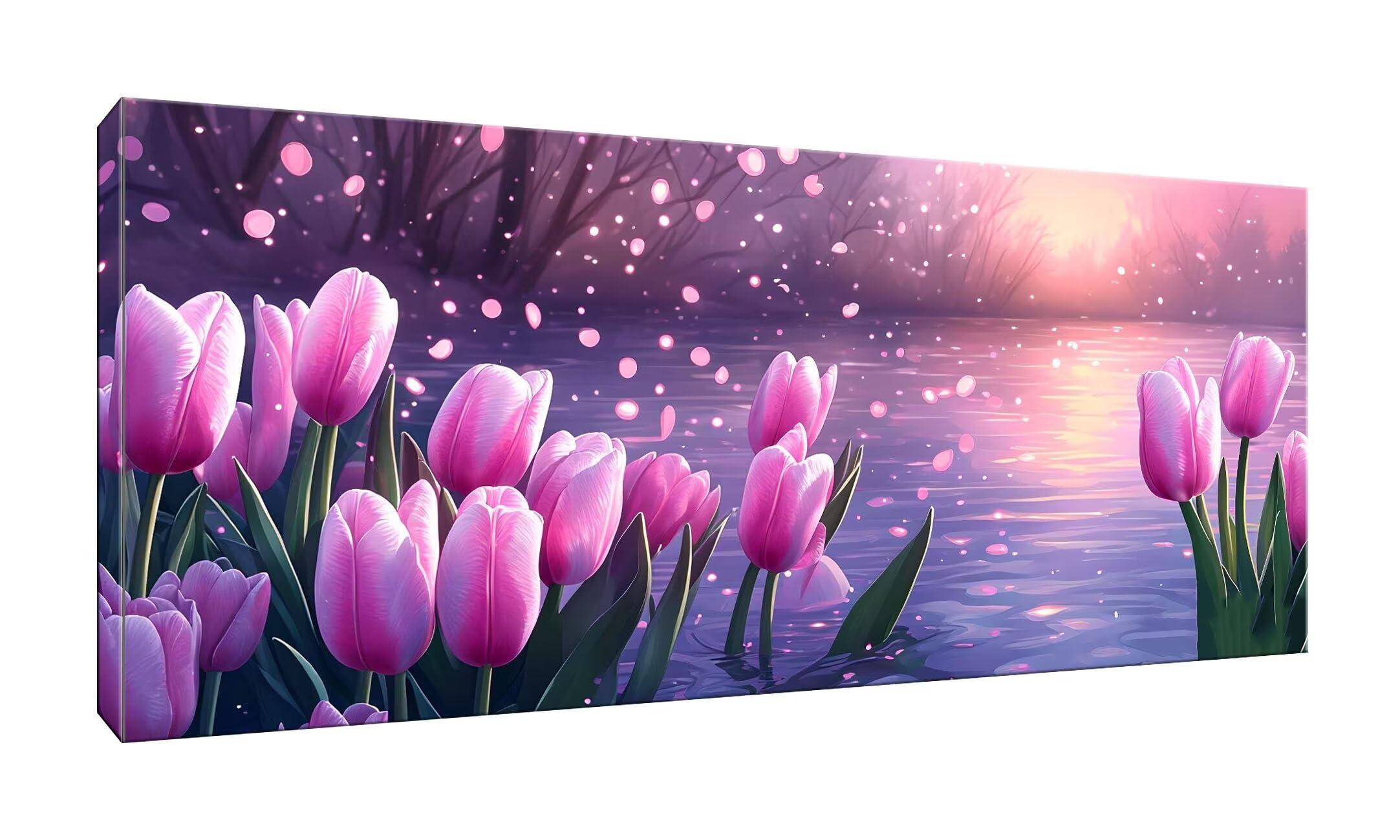 5D DIY Diamond Painting Kit Completo, Tulipano rosa Diamantini Strass Ricamo a Punto per Adulti Bambini Decorazione Casa, Kit per Pittura Diamante Mosaico Fai Da Te, per Decorazioni Casa 50x100cm S117