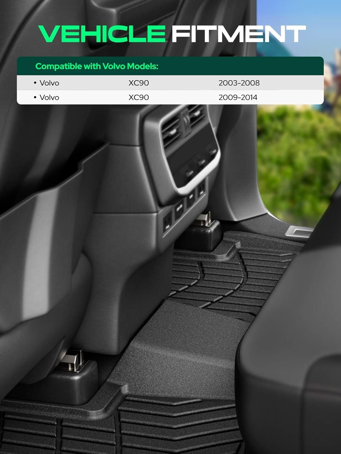 YHTAUTO Floor Mats Compatible with 2003-2014 Volvo XC90, TPE Floor Liners All-Weather Protection Custom Fit, 1st & 2nd Row, Set of 4 Black