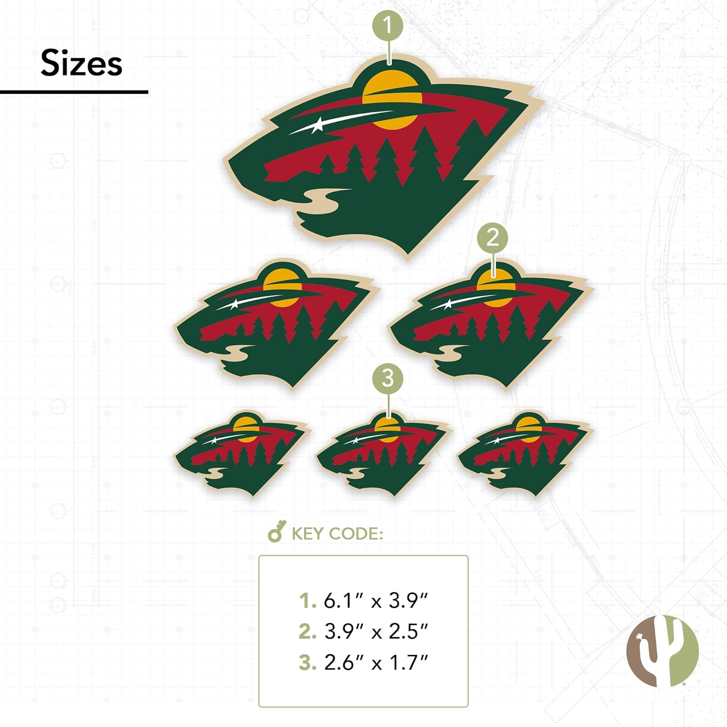 Desert Cactus Minnesota Wild Sticker NHL Team National Hockey League Vinyl Decal Laptop Water Bottle Car Scrapbook (Type 3 - Main Logo) - Image 2