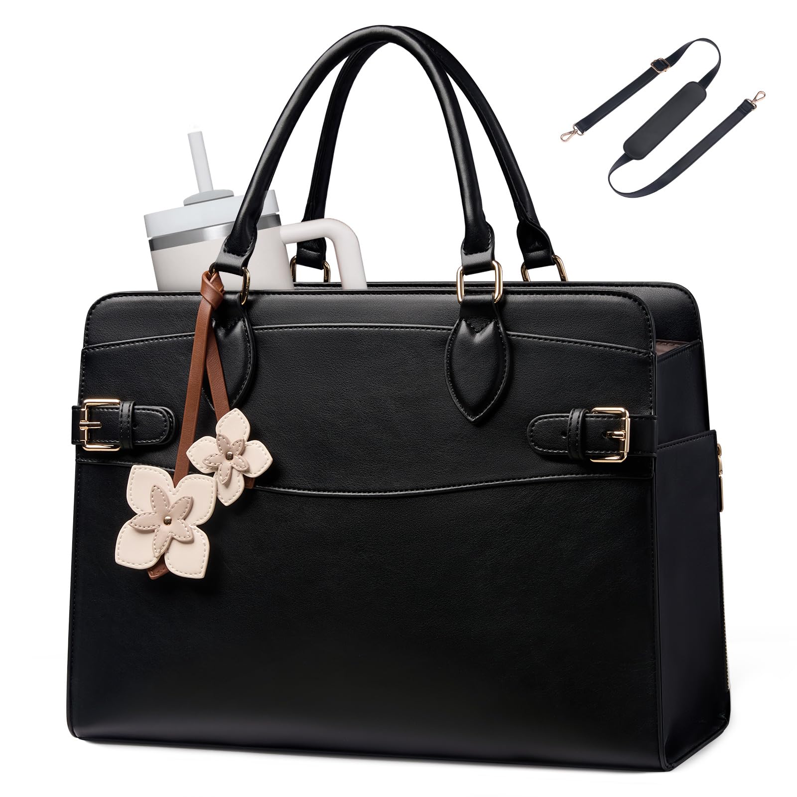 LOVEVOOK Handtasche Damen, 15,6 Zoll Laptoptasche Arbeitstasche Elegant | Wasserdichte Leder-Handtasche mit großem Getränkehalter für Büro, Reisen, Uni, große Schulter-Bibeltasche, Geschenk, 39,6 cm