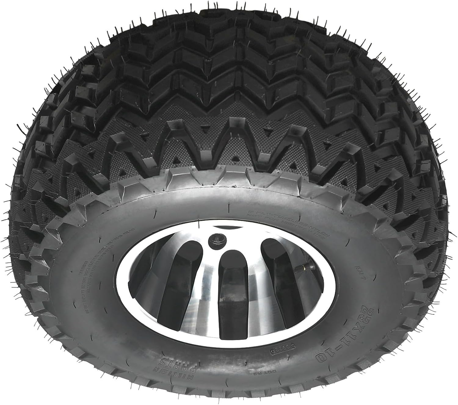 23x11-10 23x11x10 ATV UTV Tubeless Off-Road Tire with Aluminum Rim, 8PR Quad Go Kart Tire and Wheel Set, 10 Inch, 4 Bolt 110mm Hub Pattern for Golf Cart, Lawn Mower Utility (1Pack)
