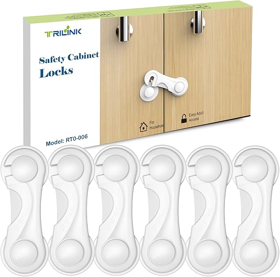 TRILINK Cupboard Locks for Children 6 Pack, Baby Proof Child Safety