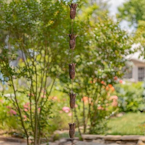 Miniatura 4 de Zaer Ltd. Cadenas de lluvia colgantes ornamentadas (acabado de bronce, piñas redondeadas)