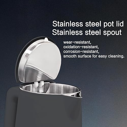 Miniatura 5 de Hervidor eléctrico de acero inoxidable de 1.5 L, tetera de doble pared al tacto, hervido rápido, 5 controles de temperatura, pantalla LED, apagado