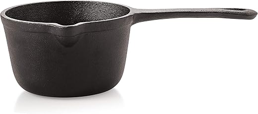 Petals Pre Seasoned Cast Iron Sauce Pan, 15cm/6inch Diameter (Induction Compatible)