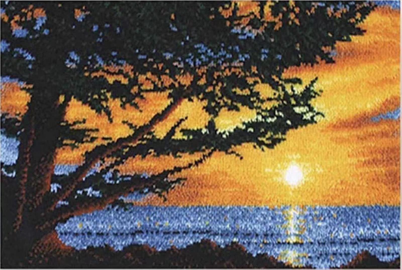 Latch Hook Rug Kits for Adults, Rug Sewing Kit Classic Latch Hook 3D Craft Kit for Home Decoration Festival Gift 23.6" X 15.8" (Seaside Sunrise)