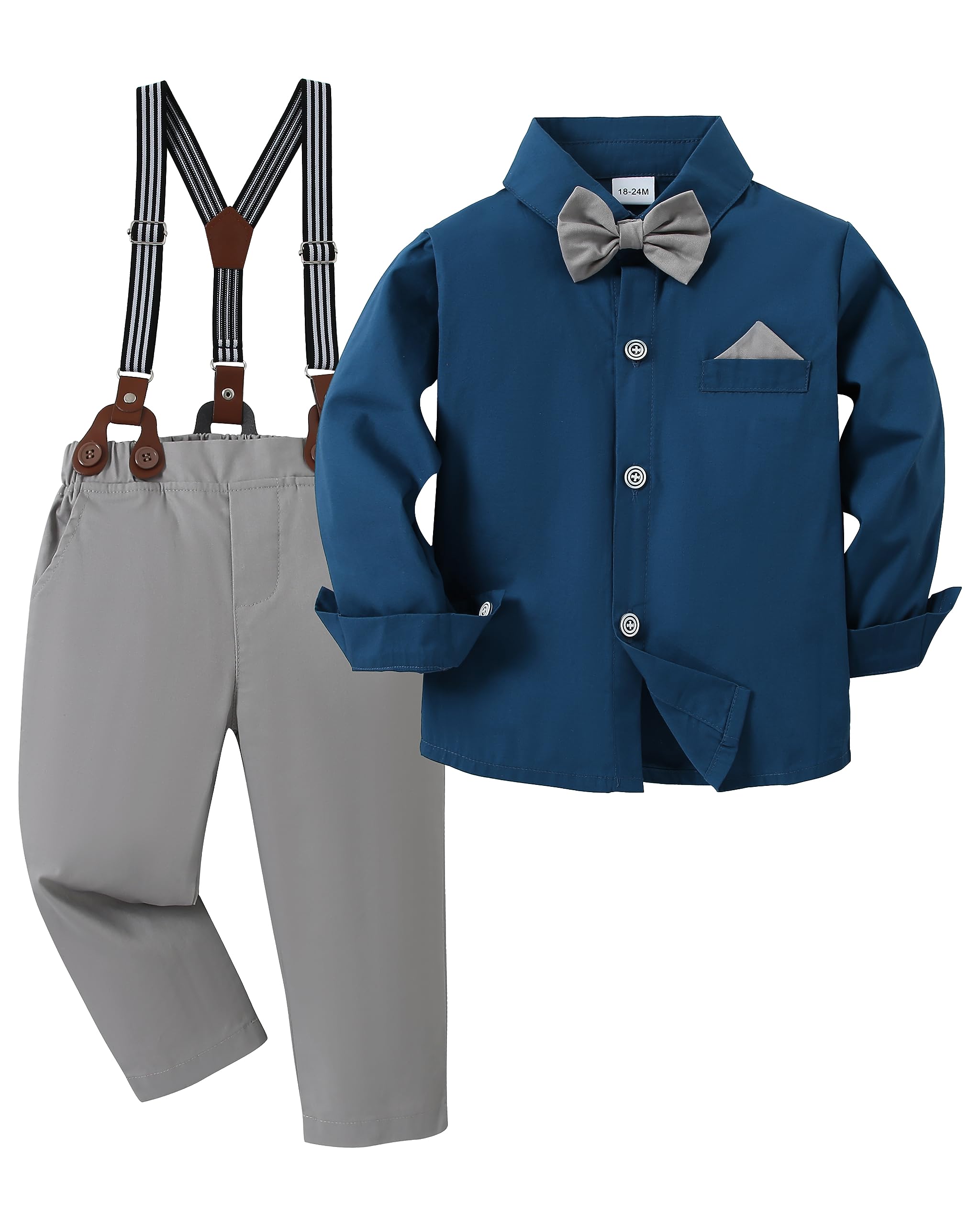 DISAUR Baby Boy Clothes Suits Toddler Dress Shirt With Bowtie Suspender Pants Outfit Sets Gentleman Wedding 1-6 Years