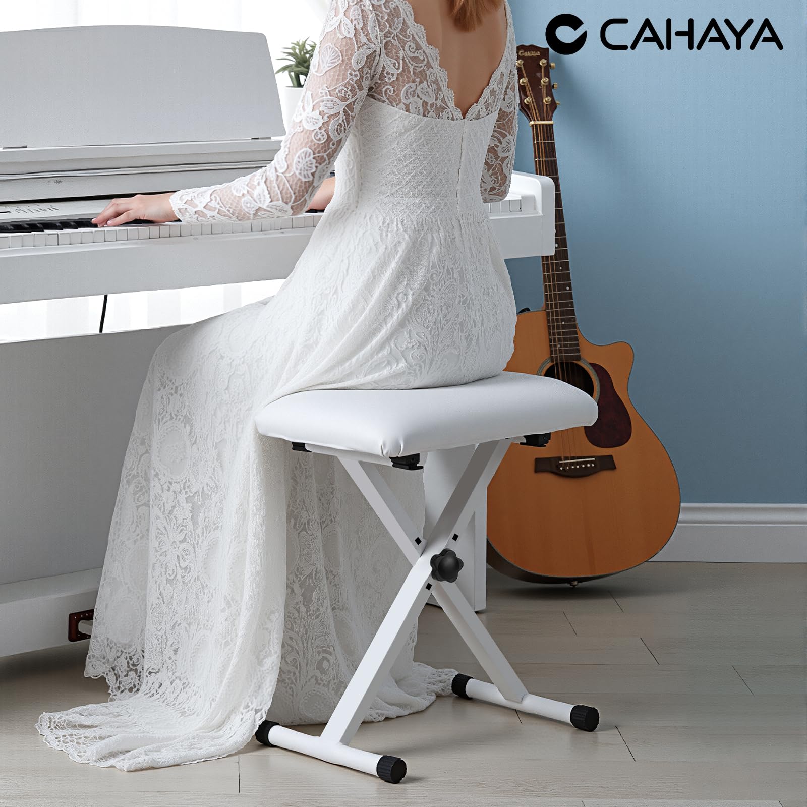 CAHAYA Sgabello per Pianoforte con Altezza Regolabile Panca per Tastiera Stabile Sedia per Tastiera Pieghevole Modello CY0257-1