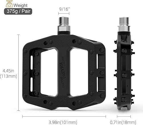 Miniatura 3 de MZYRH Pedal de bicicleta de montaña de 916 pulgadas, 3 rodamientos sellados, ligero, antideslizante, de fibra de nailon, pedales de plataforma para