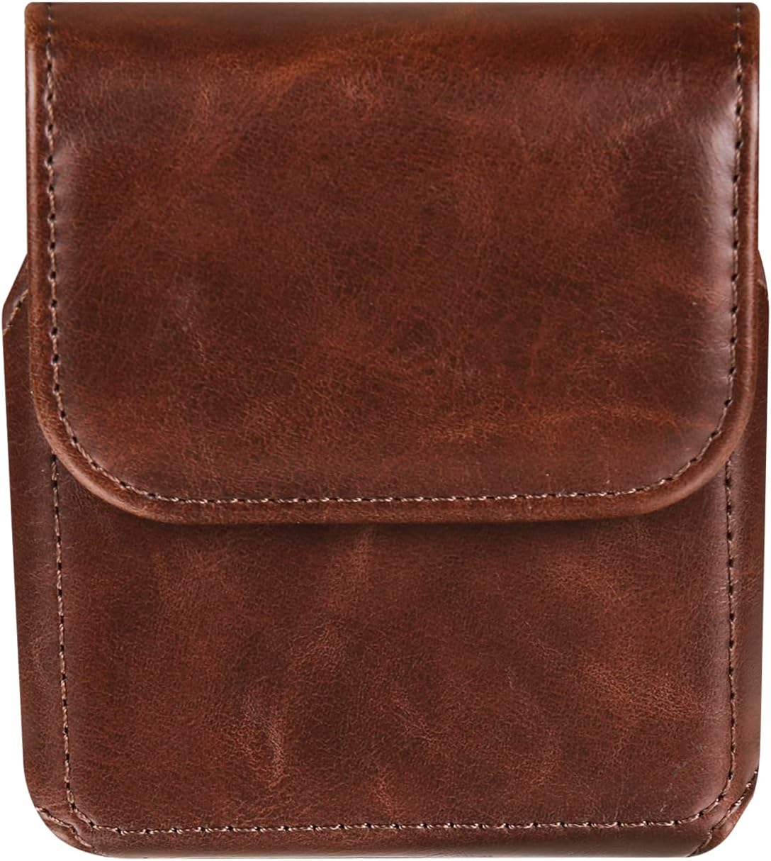 Galaxy Z Flip 6 5 4 3 2 1 5G Leather Belt Clip Bag Mens, Leather Mobile Phone Holster with Belt Loop Magnetic Closure Carrying Bag Compatible with Huawei P50 Pocket/Pocket S/Motorola Razr 2019/Razr 5G