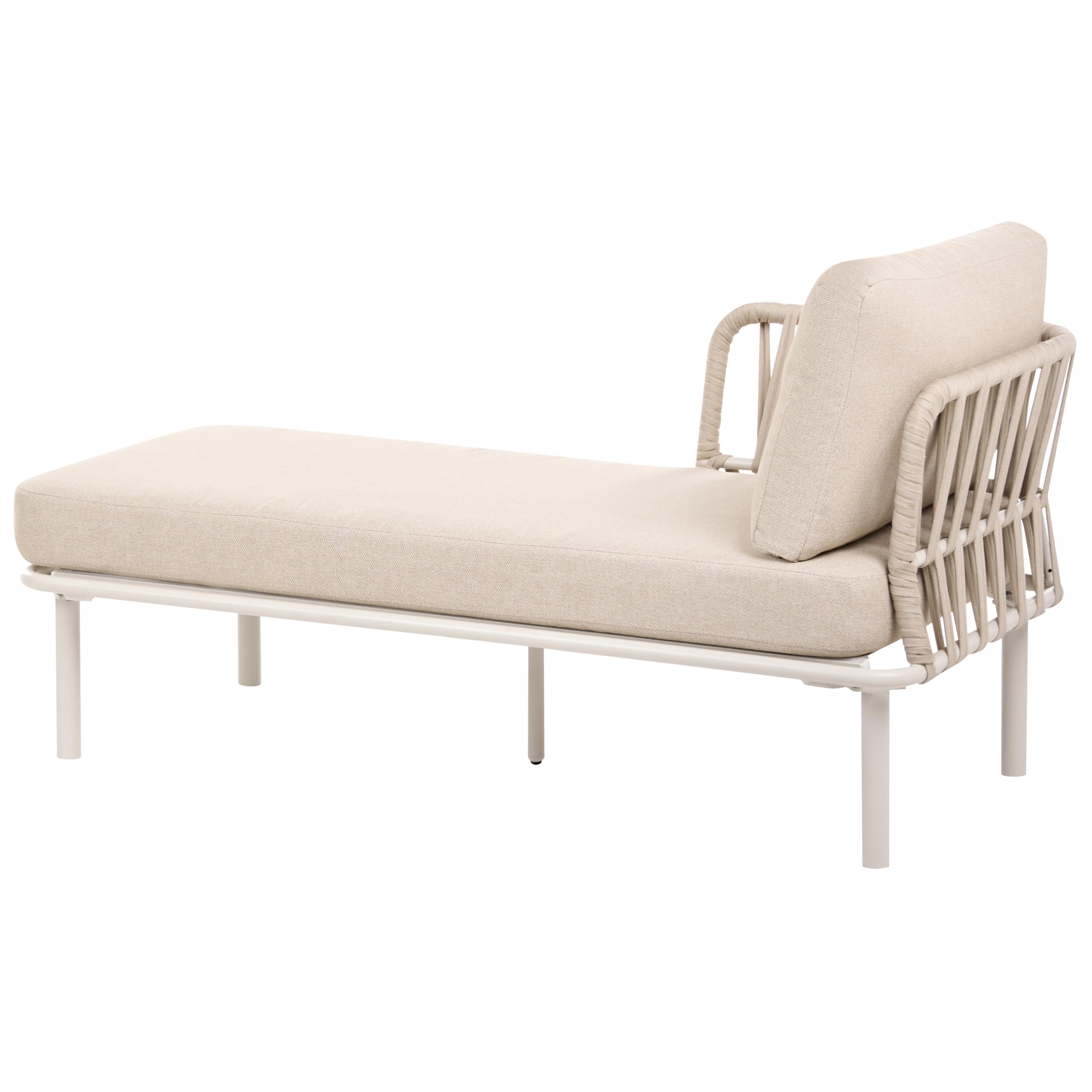 Zestaw ogrodowy 3-osobowy prawostronny sofa i stolik metalowa rama blat ze szkła hartowanego beżowoszary Orte
