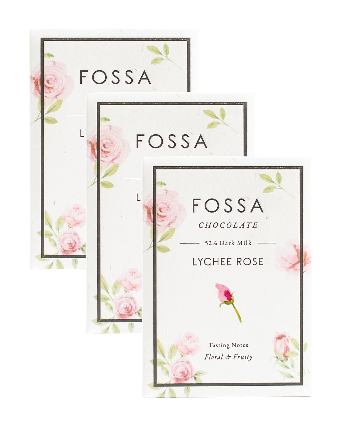 Fossa Lychee Rose Dark Milk Chocolate 3-PACK