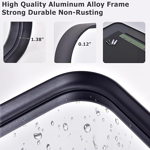 Miniatura 5 de Espejo de baño negro de 30 x 22 pulgadas, espejo moderno para pared con esquinas redondeadas, espejos de baño para tocador, espejo enmarcado de