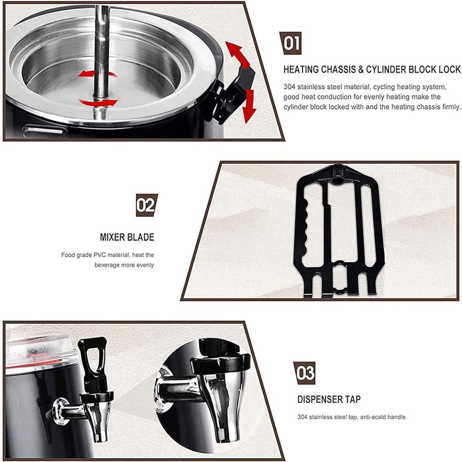 Distributeur De Chocolat Chaud 5 L avec Distributeur Et Affichage Numérique LED, Température Réglable De 30 À 90 °C pour Chauffer Chocolat, Café, Lait, Thé Et Jus De Fruits.