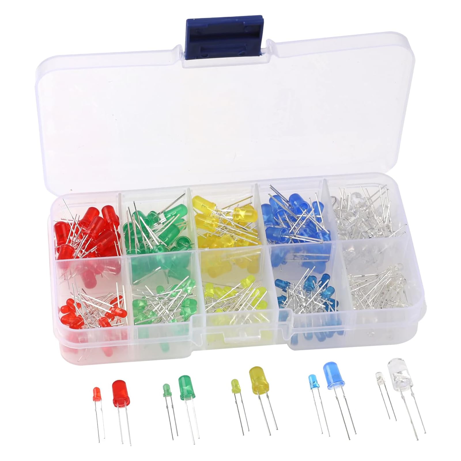 200pcs Colorful LED Light Diodes 10 Values 5 Colors 3mm and 5mm Light Emitting Diodes Assorted Kit Electrical Components for Lighting Bulbs and Lamps-image-45