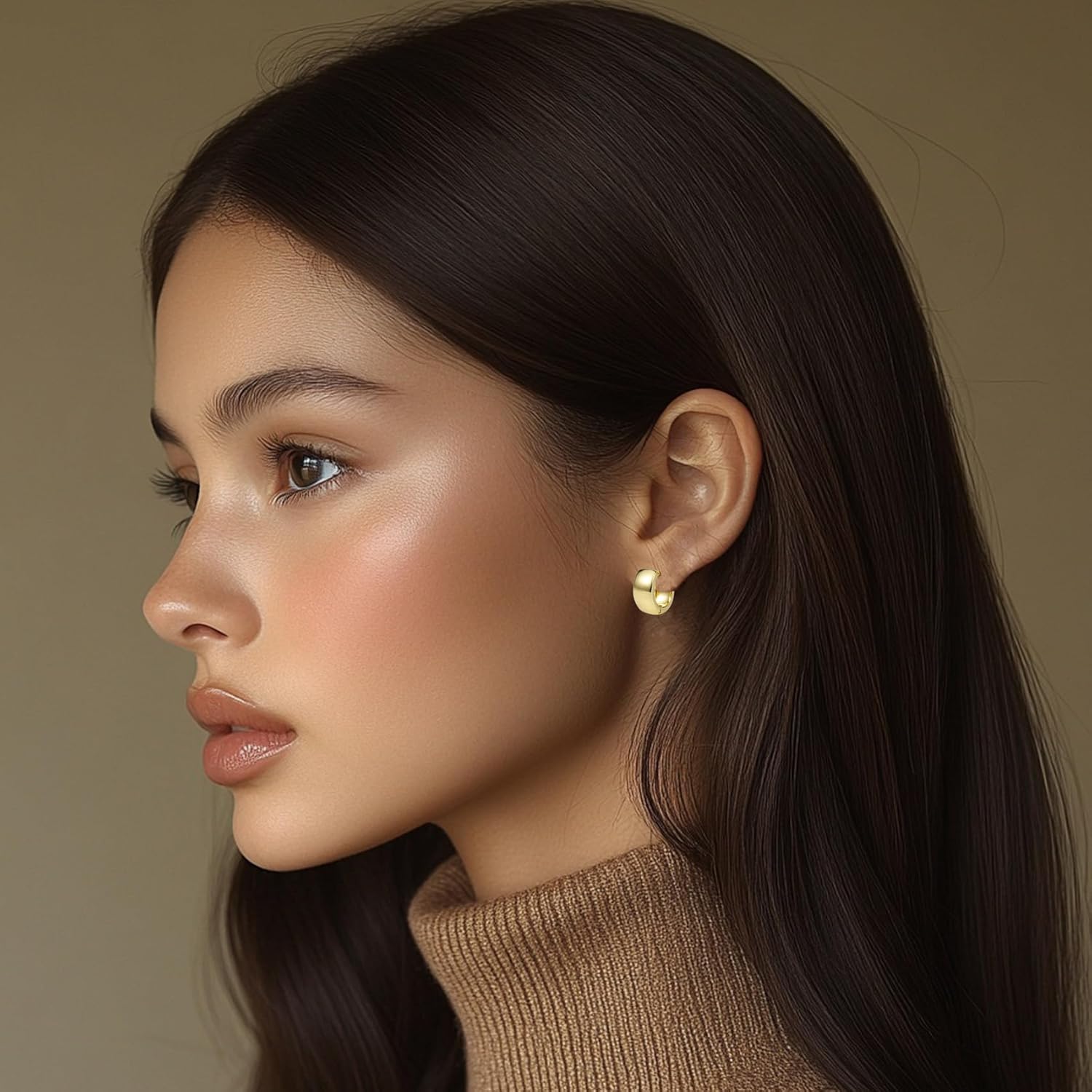 Chunky Hoop Earrings for Women Sterling Silver Thick Huggie Hoops Earrings Jewelry - Image 6