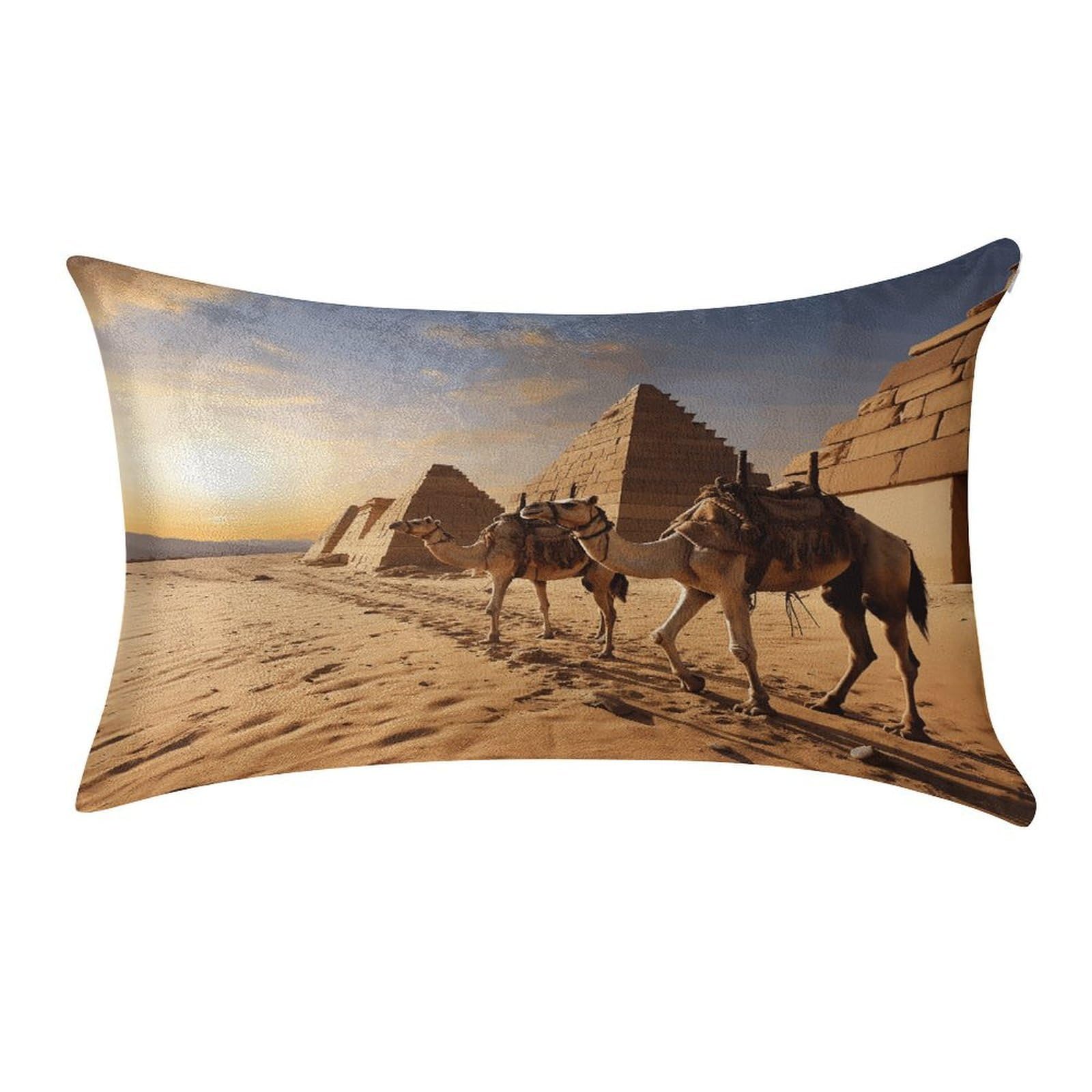 VstaDank Egypt Camels Pillow Covers Rectangular Cushion Case Cozy Decorative Throw Pillowcase Luxury Lumbar Pillow Shells with Zipper Soft Velvet Pillows Shams 12 X 20 in