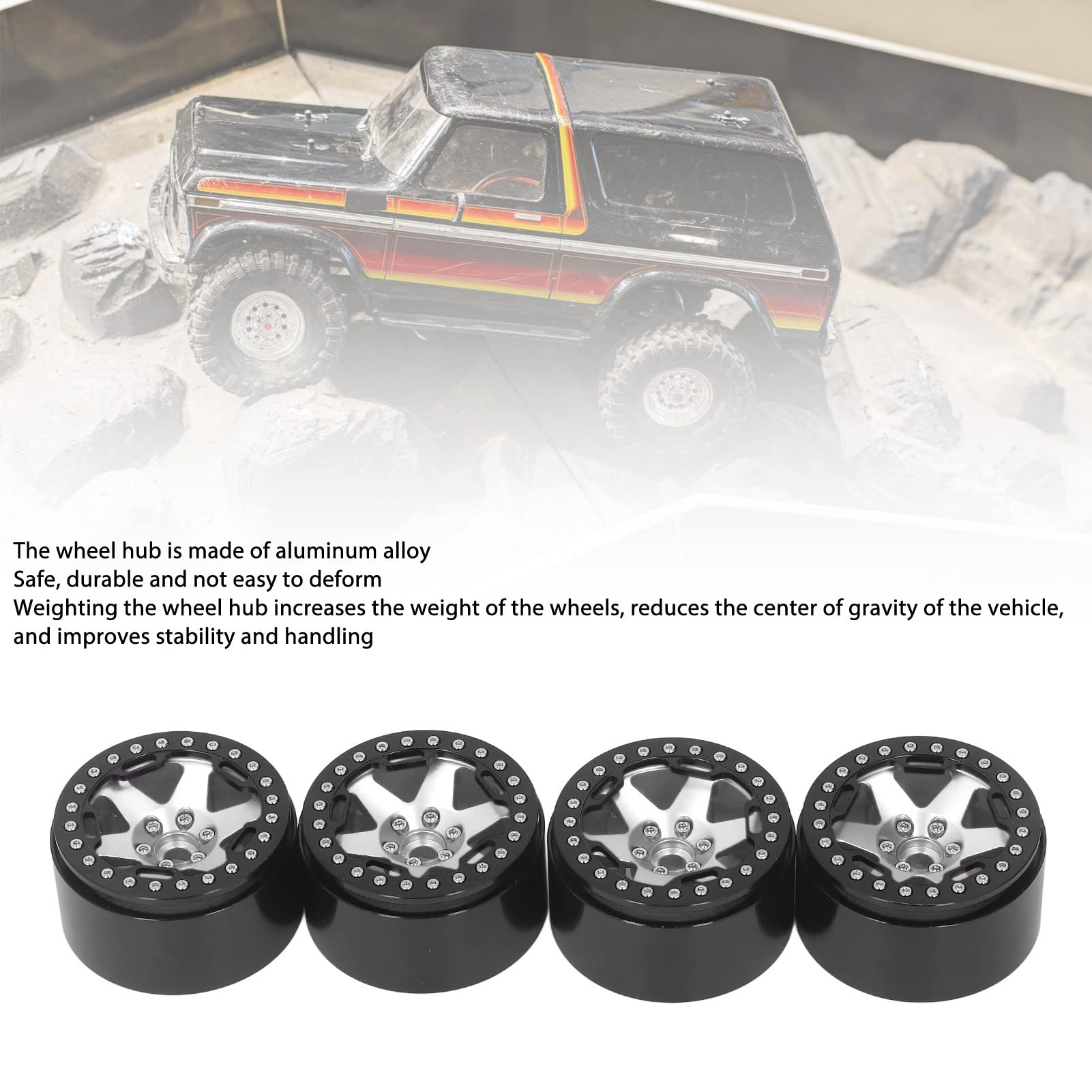 Trwałe 2,2-calowe Piasty kół RC ze Stopu Aluminium do Axial SCX10, Stabilna Jazda dla Samochodu RC w Skali 1/10 (Srebrny)