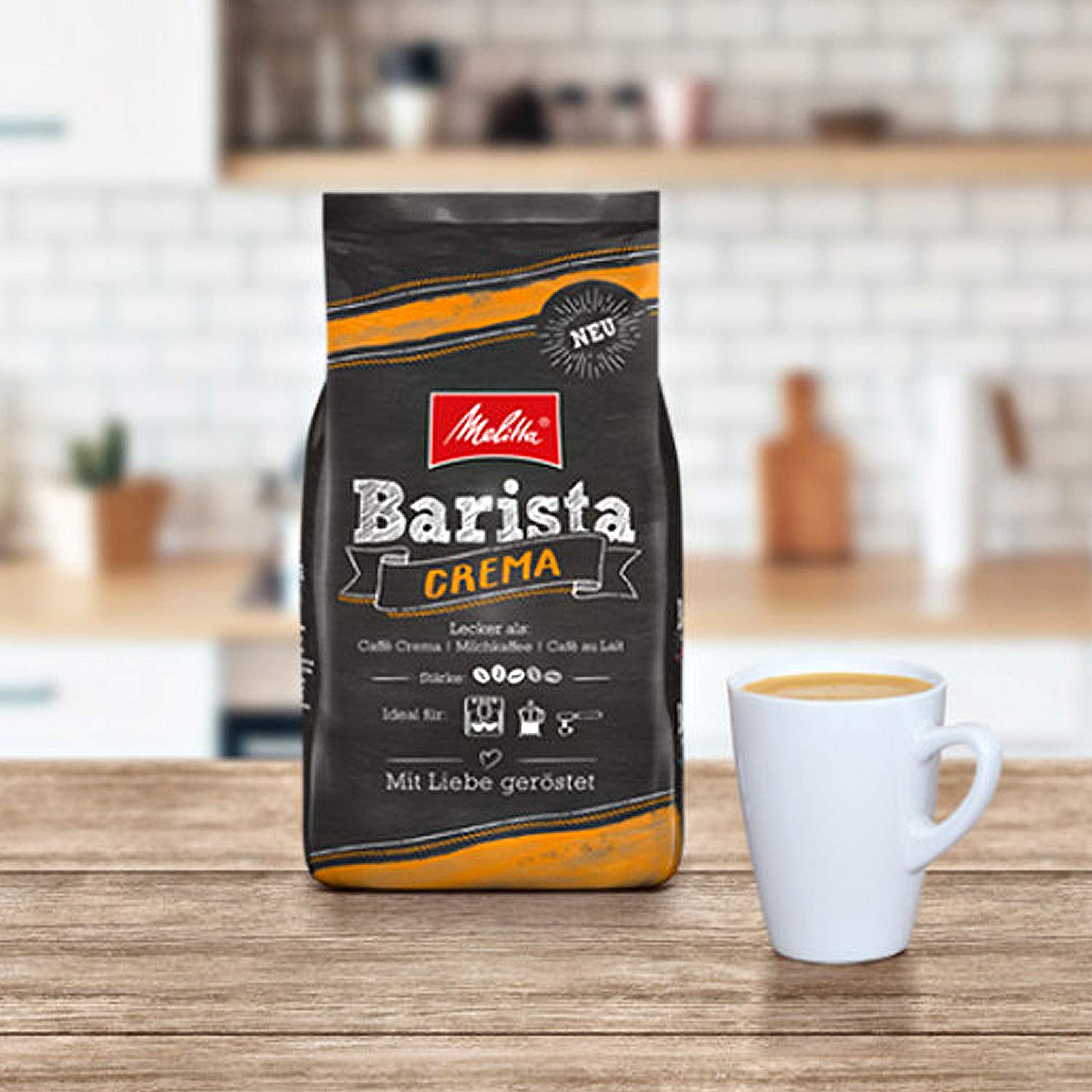 Melitta Barista Crema, Ganze Kaffeebohnen 4x 1000g (4000g) - ausgewogener, harmonischer Kaffee