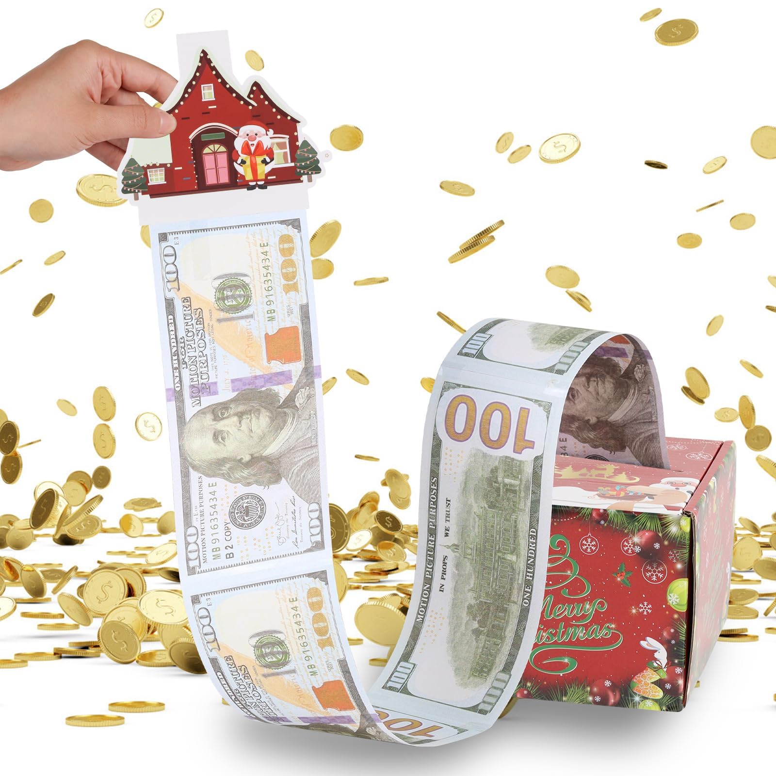 Weihnachts-Geldgeschenk-Set – Spardose Mit Karte, 30 Beuteln & Klebeband, DIY, Ca. 13x13x11 Cm