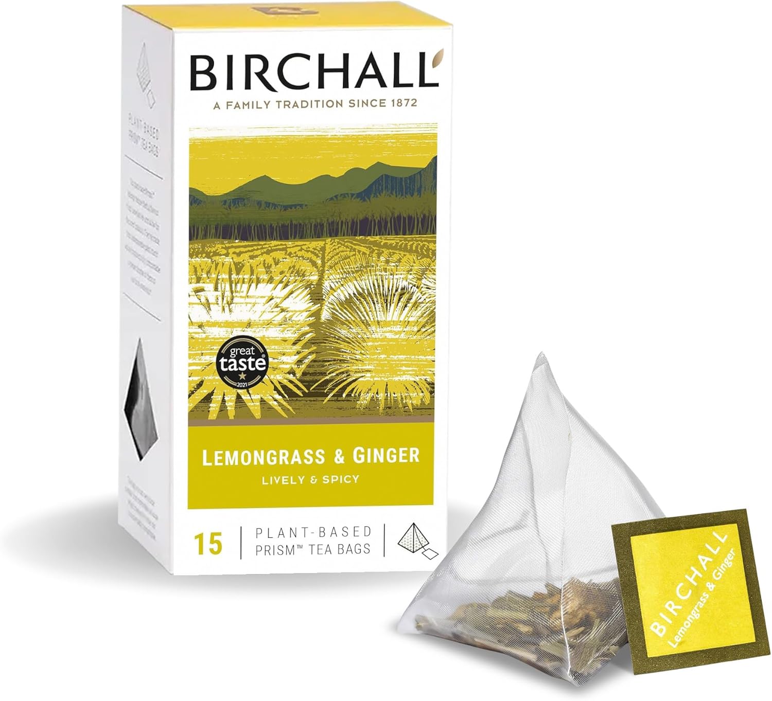 Birchall Tea Bags, Lemongrass & Ginger Herbal Tea Gift Set, Caffeine Free Tea Bursting with Full