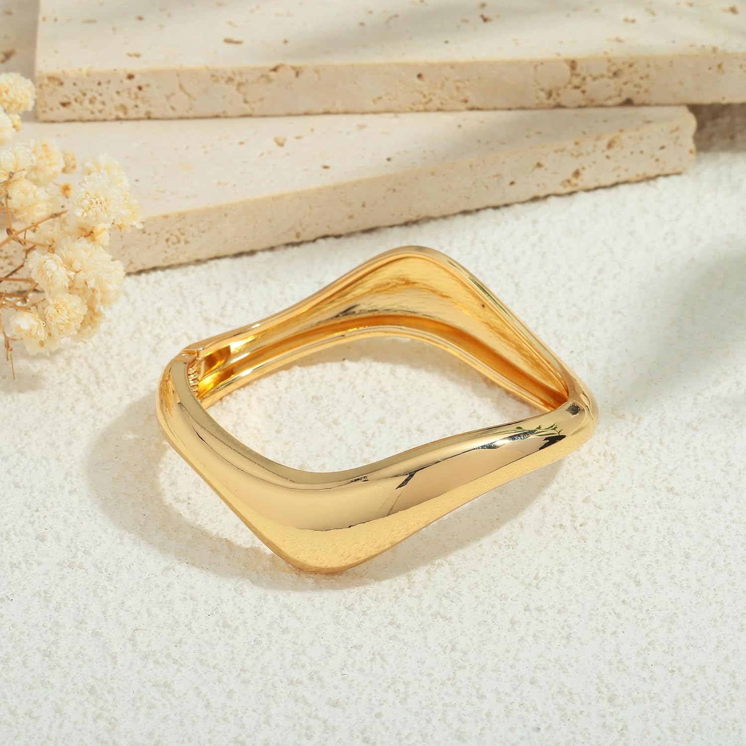 Gold Chunky Bangle Bracelets For Women Trendy Irregular Open Cuff Bangles Thick Wrist Wrap Bangle Gold Jewelry for Women - Image 7