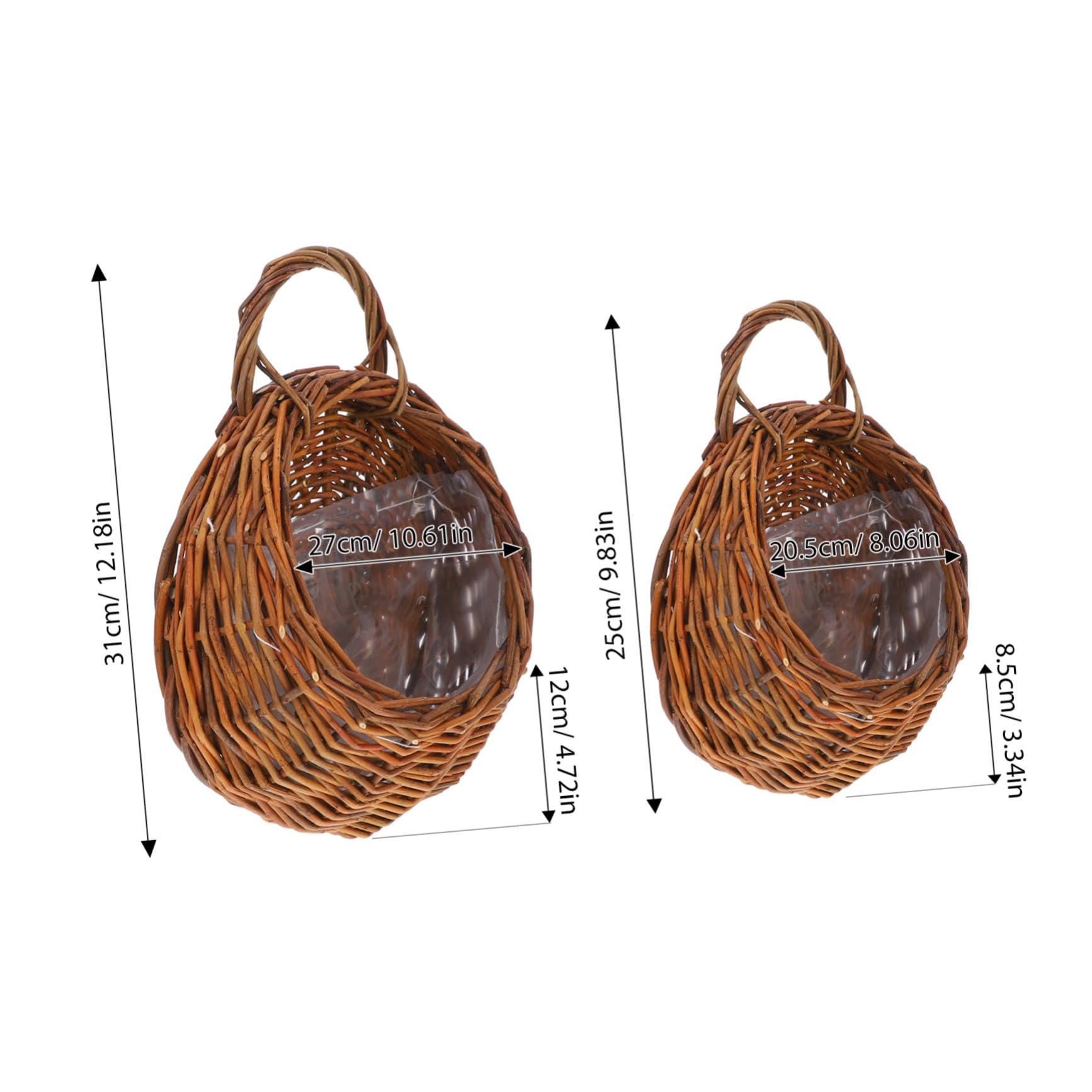 2 Stück Handgewebter Rattan Wandblumenkorb Hängender Blumentopf Für Wanddekoration Leicht Für Garten Und Balkon