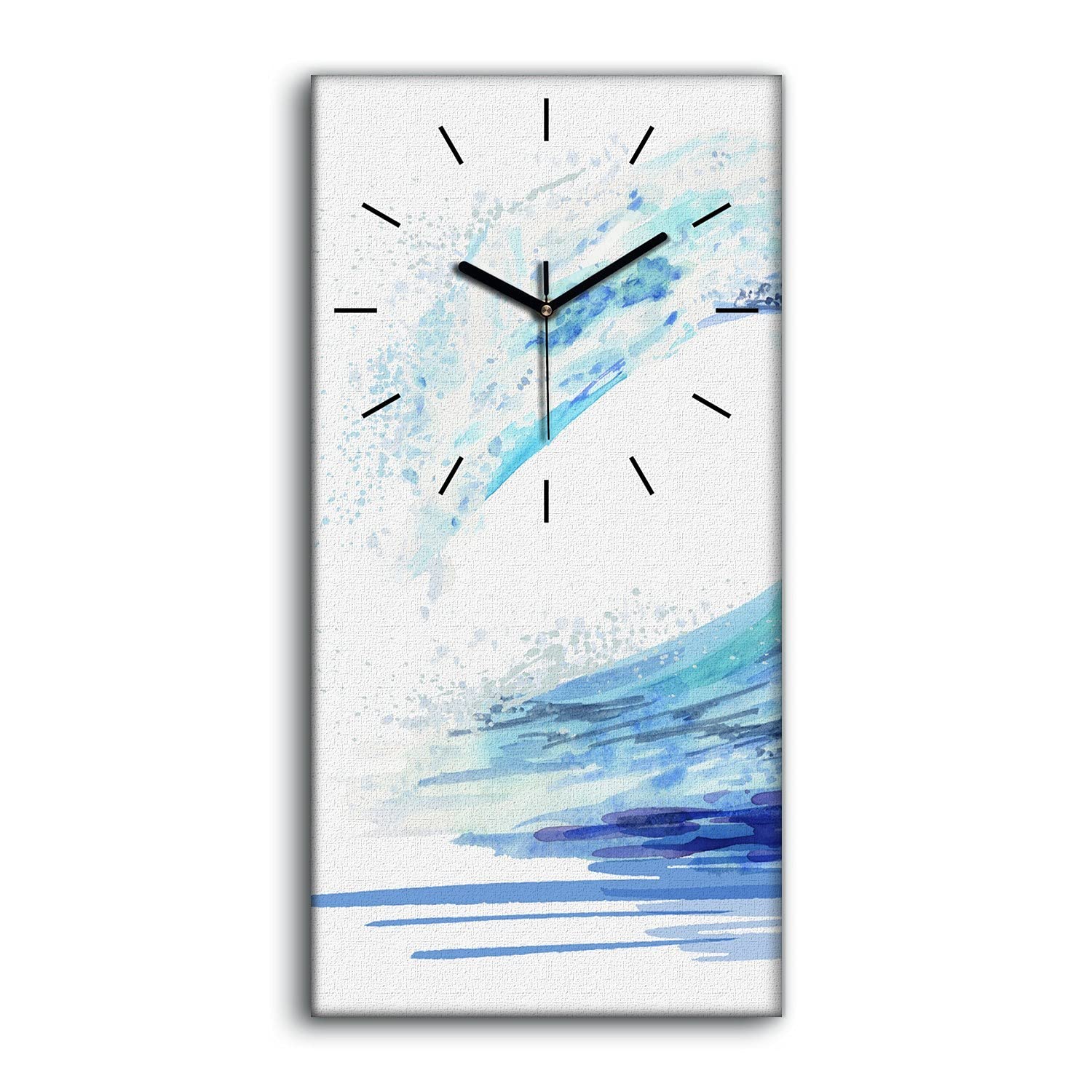 Horloge sur toile 30x60cm aquarelle avec aiguilles noires Coloray