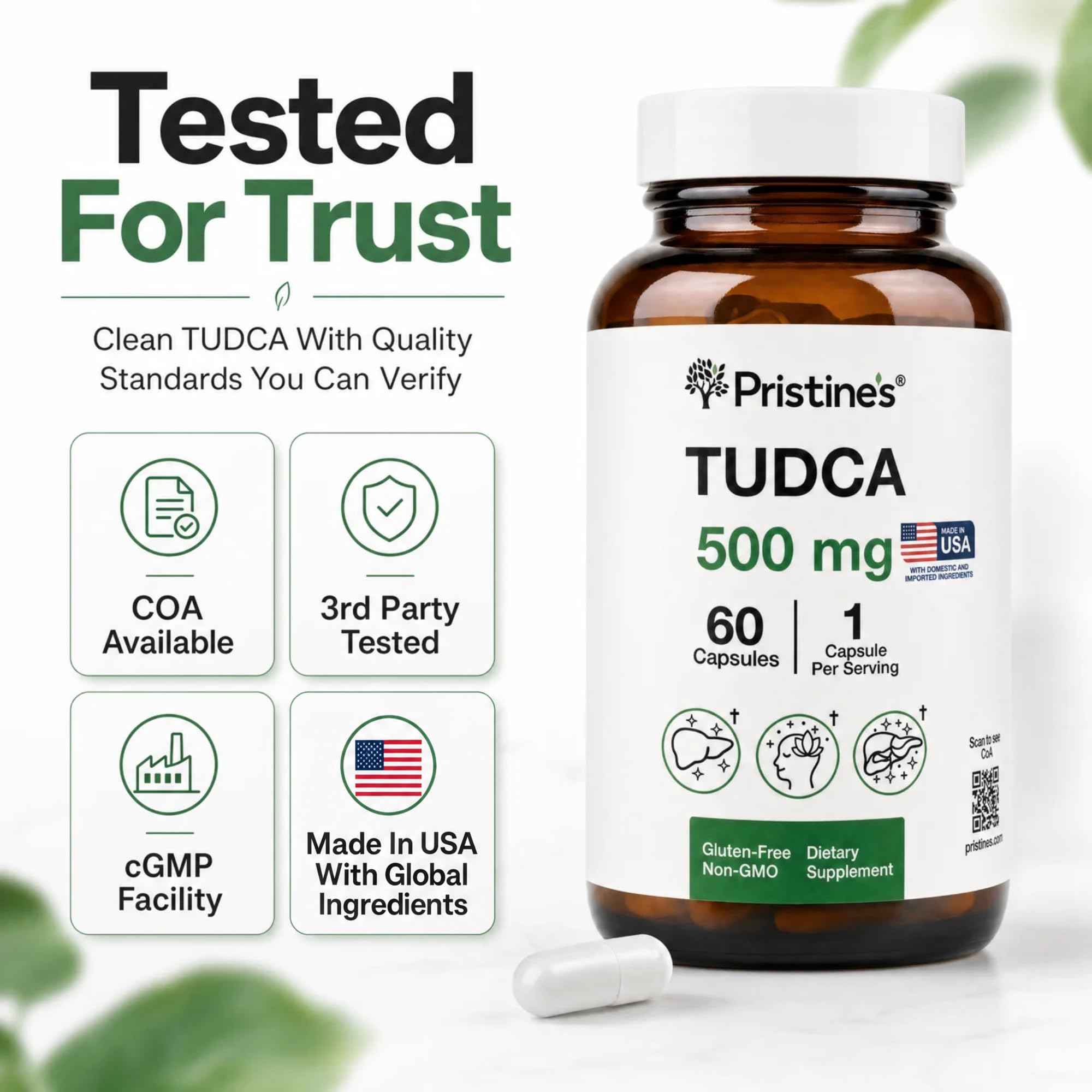 PRISTINE'S TUDCA Supplement 500mg Liver & Bile Flow Support Capsules 60 Ct — Amazon image 6