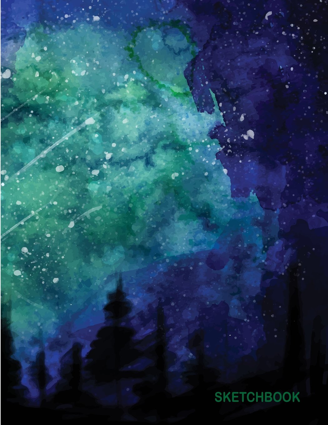 Sketchbook: Pretty watercolor stars: 110 Pages of 8.5" x 11" Blank Paper for Drawing, Doodling or Sketching (Sketchbooks)