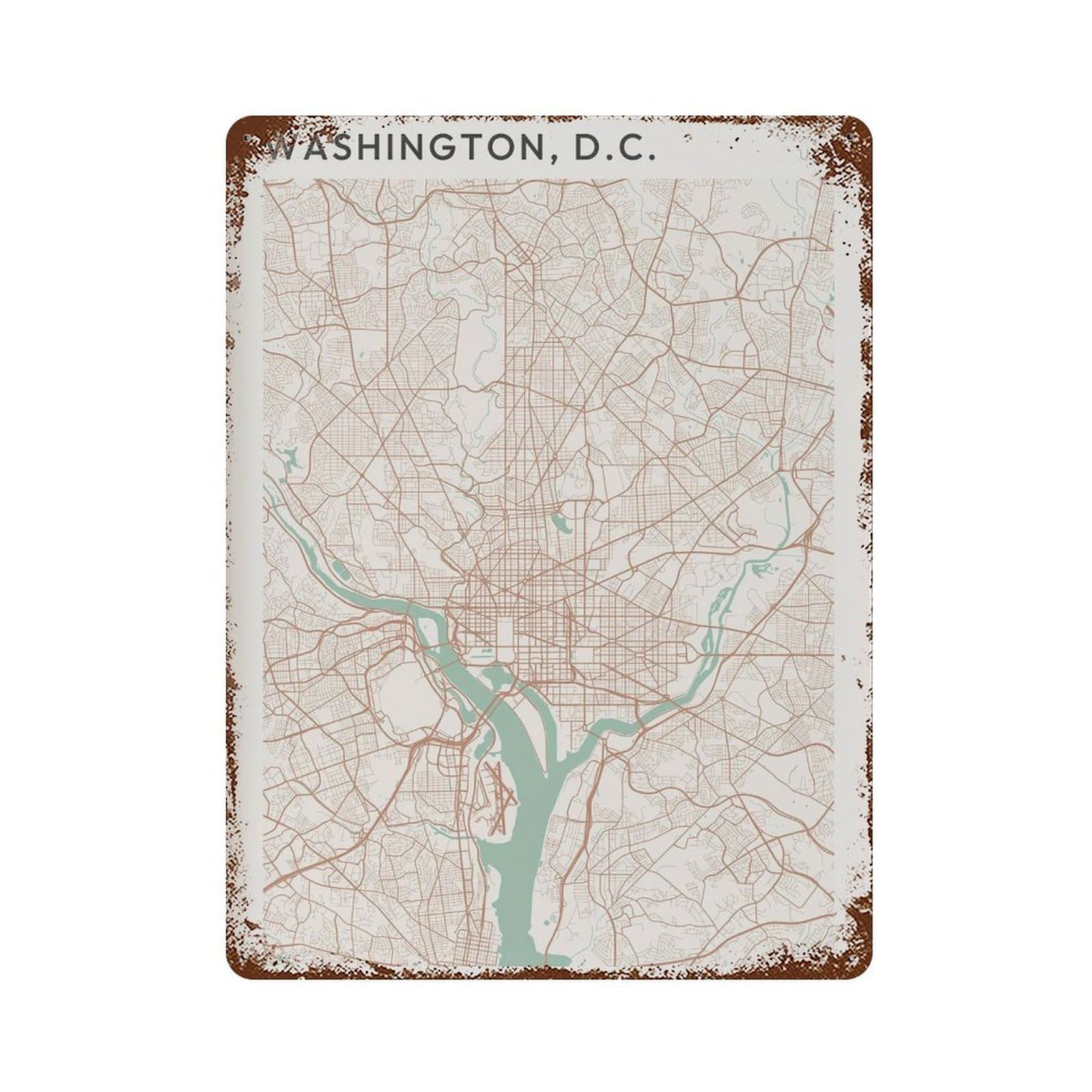 xiaoxiaoshen Washington DC Map Wall Decor Art Metal Tin Poster Modern Home Decor Art Home Bar Shop Decorations Vintage Sign 40x30cm