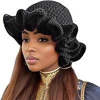 Handmade Crochet Bucket Hat for Women - Cute Ruffled Brim Winter Knit Floppy Cloche Cap, Soft & Stylish