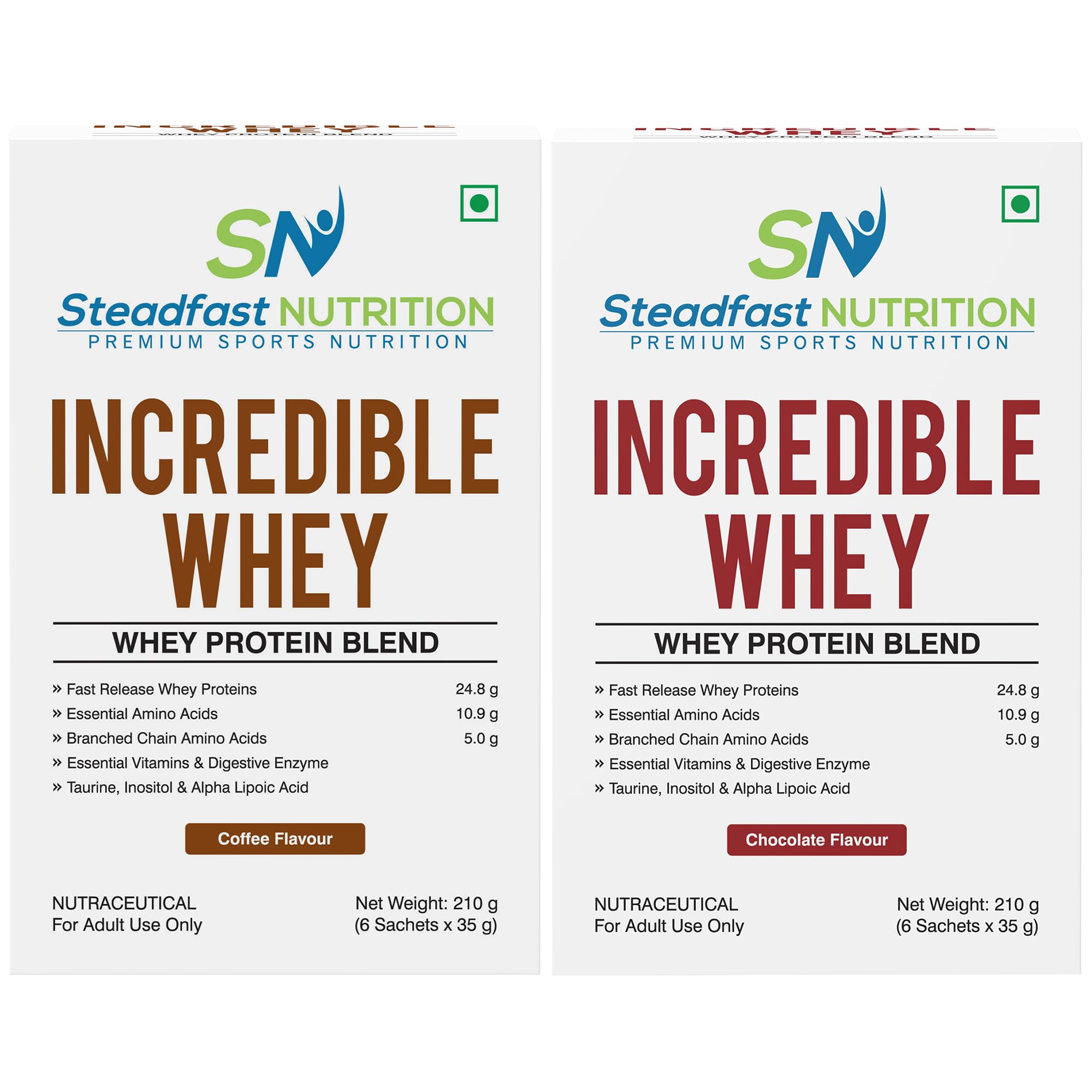 Steadfast Nutrition Incredible Whey Protein Blend Essential Amino Acids Protein Powder (Pack of 2, Coffee 12 Sachets, 420g) — Amazon image 13