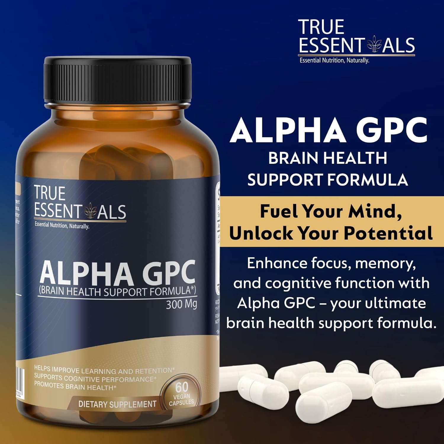True required alpha GPC 300mg 60 Capsules | Helps to improve learning and supports retention True required alpha GPC 300mg 60 Capsules | Helps to improve learning and supports retention