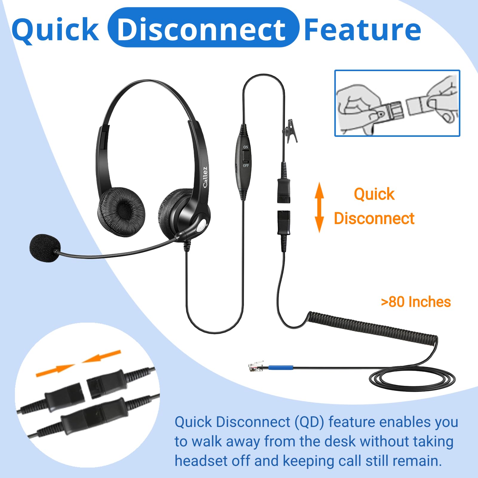 Phone Vr Headset Callez Phone Headset RJ9 With Noise Cancelling