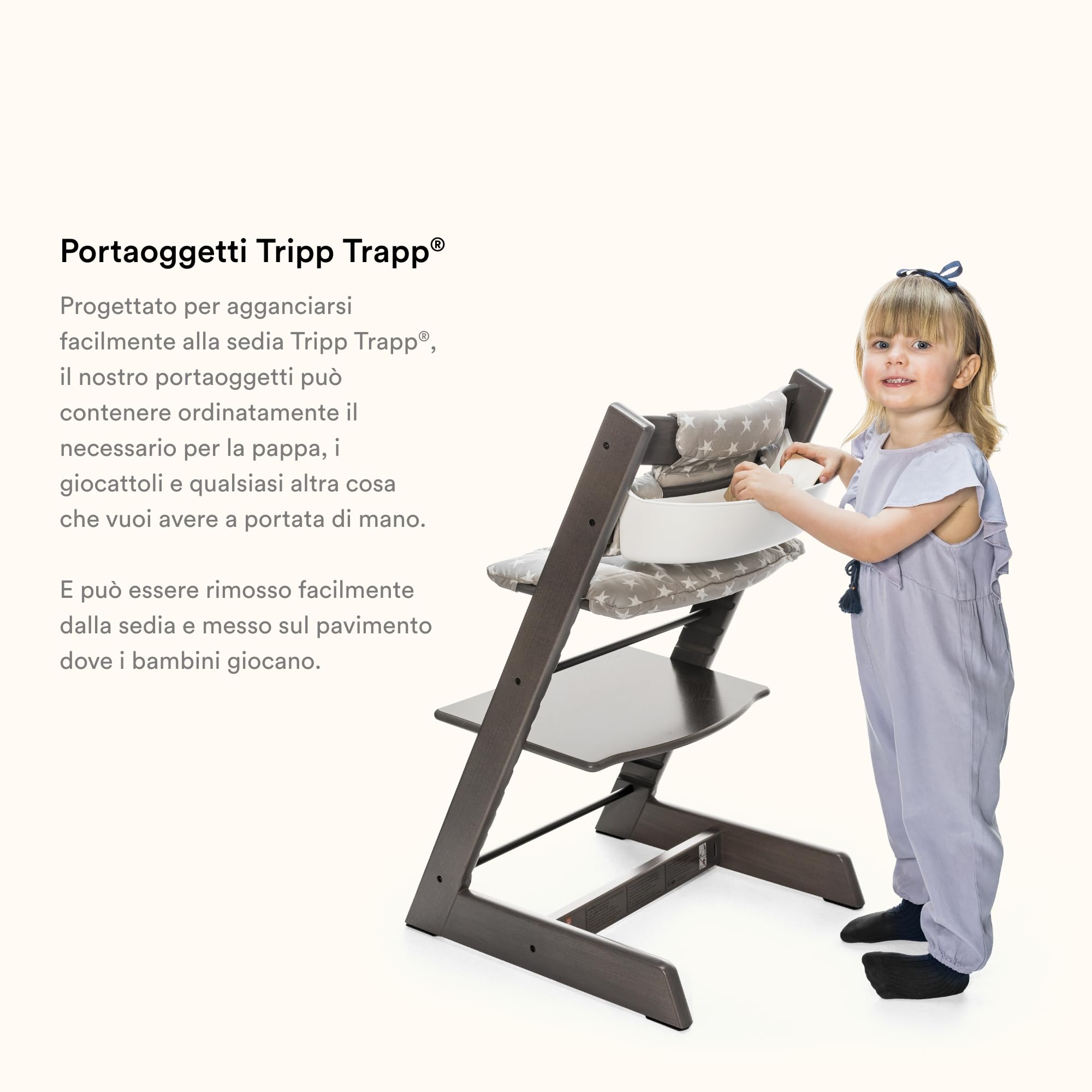 Portaoggetti Tripp Trapp Bianco per Sedia Tripp Trapp dal 2003 Multiuso Sicuro Lavabile in Lavastoviglie senza BPA