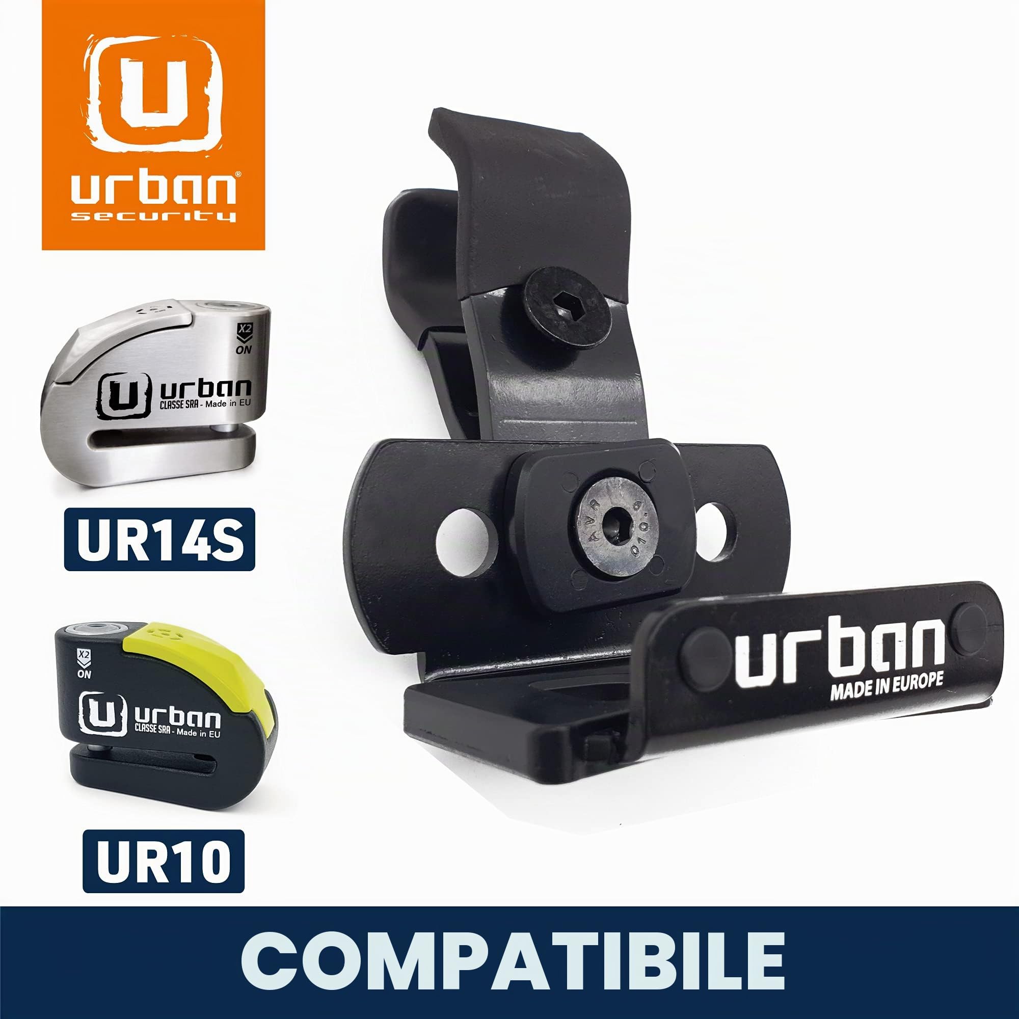 Urban UR402 Staffa Moto Antifurto Disco UR14S/UR10 per Tubi e Viti, Universale