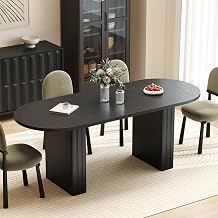 Zevemomo 63"-78.7" Extendable Oval Dining with Carved Line Base