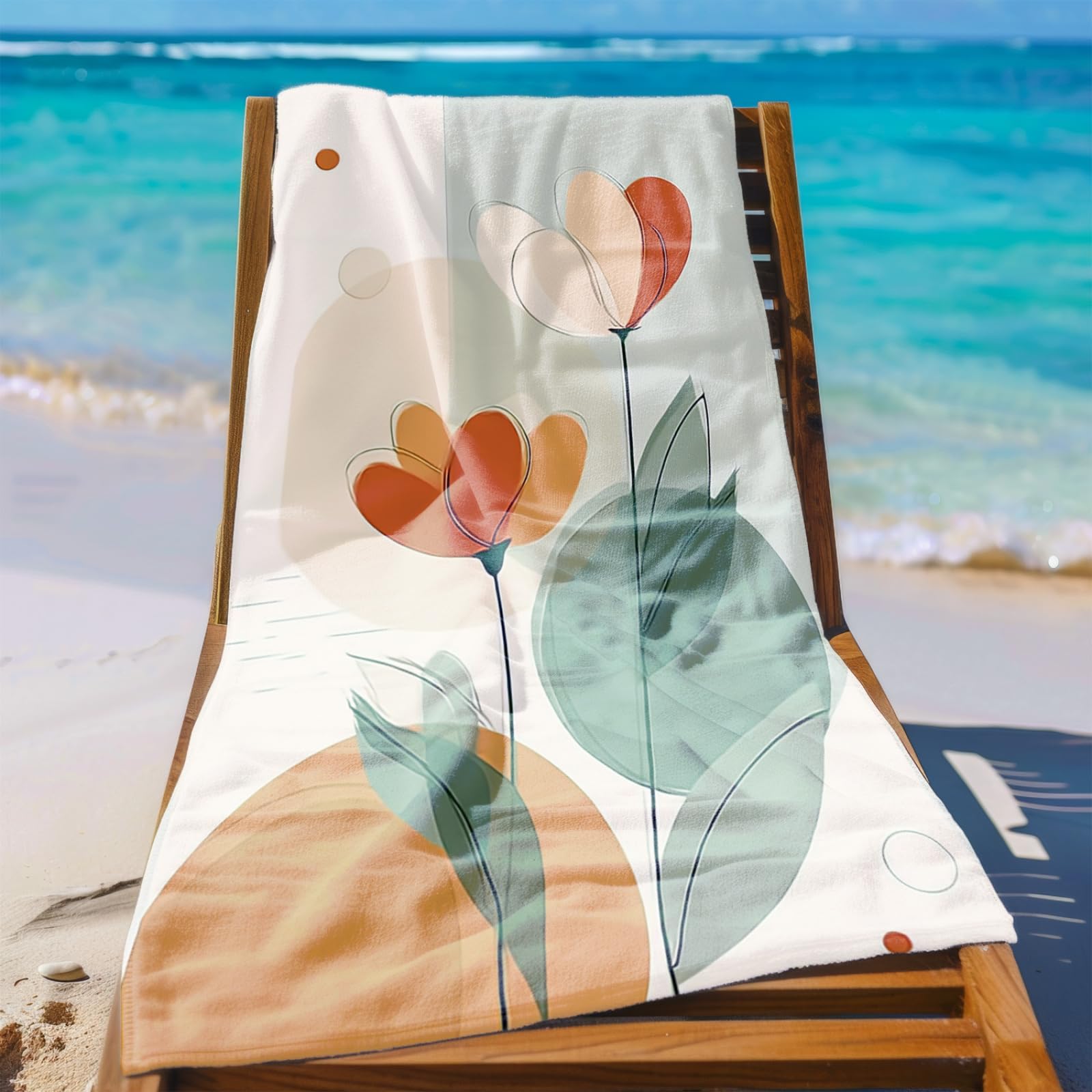 Générique Serviette Microfibre Plage Cercle Orange Vert Clair