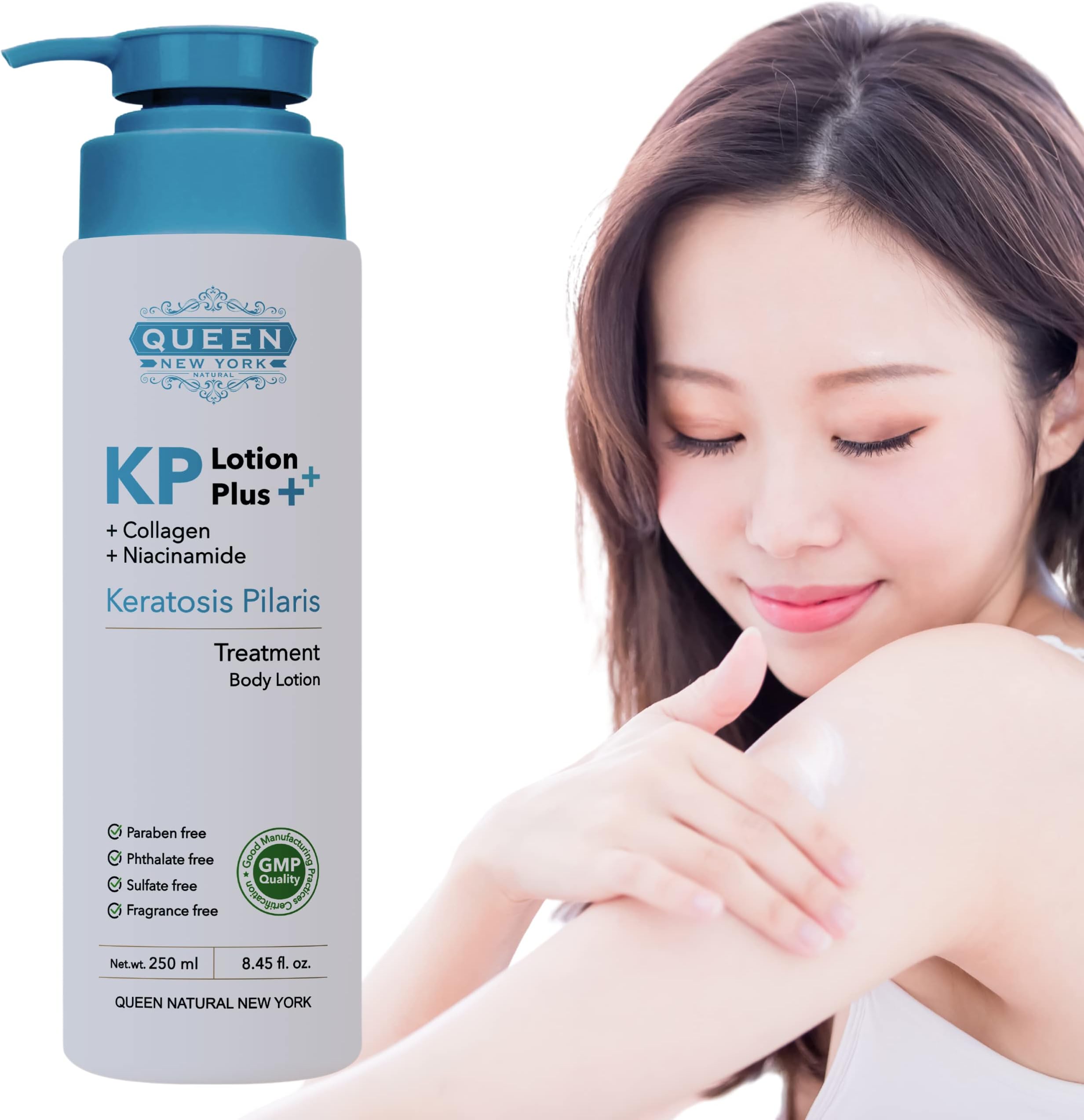 QUEEN KP LOTION |Keratosis Pilaris Exfoliating Body Lotion+Collagen Niacinamide |12% Glycolic Acid, 2% Salicylic Acid, AHA, BHA, Smoothen Rough & Red Bump, Fragrance Free