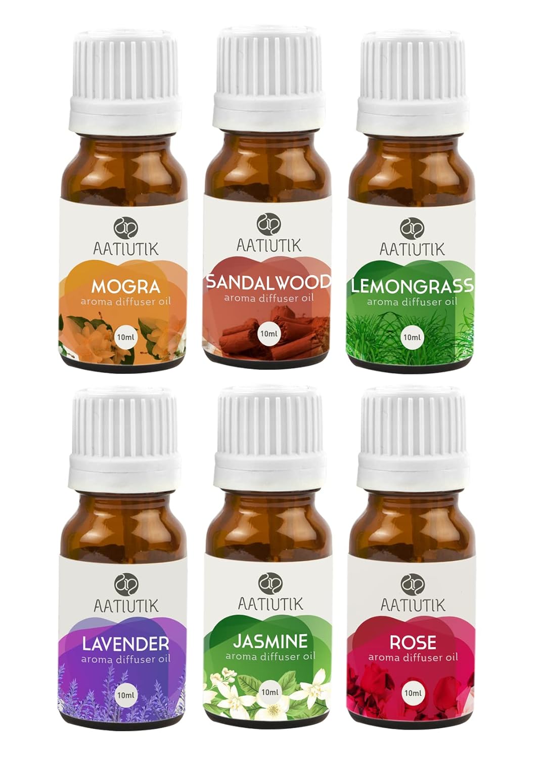 Aatiutik Pure Aroma Essential Oils for Diffuser Rose Mogra Jasmine