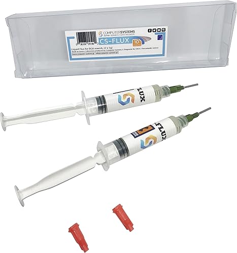 Miniatura 5 de CS-Flux 0.35 oz (2x5g) Flujo líquido libre de halógenos de baja viscosidad para reprocesamiento de componentes BGA, reflujo ideal para reparaciones