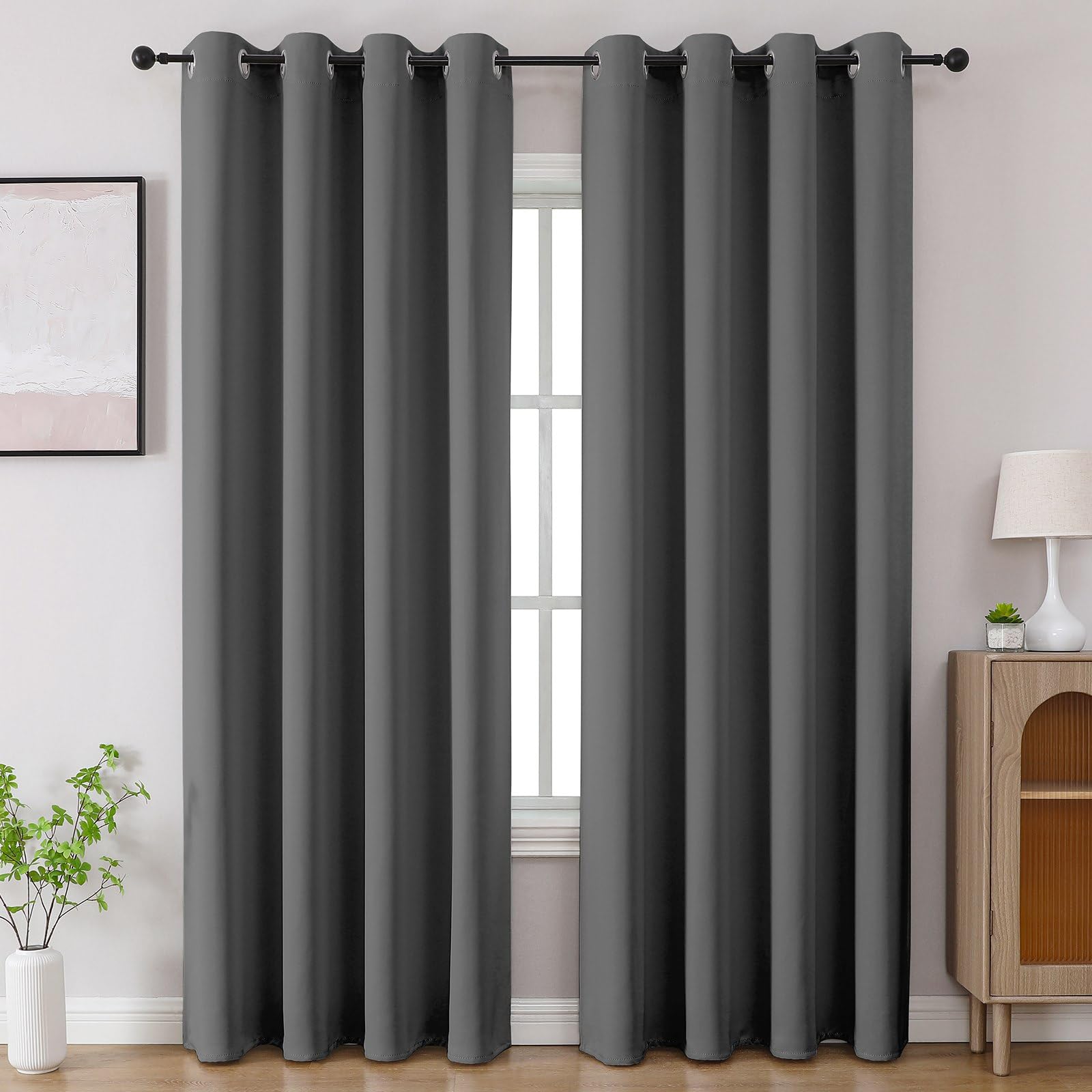 CUCRAF Light Grey Blackout Curtains 84 inch Length 2 Panels Set, Room Darkening Drapes for Living Room Bedroom, Thermal Insulated Light Blocking Grommet Window Curtain (W52 x L84 Inch)
