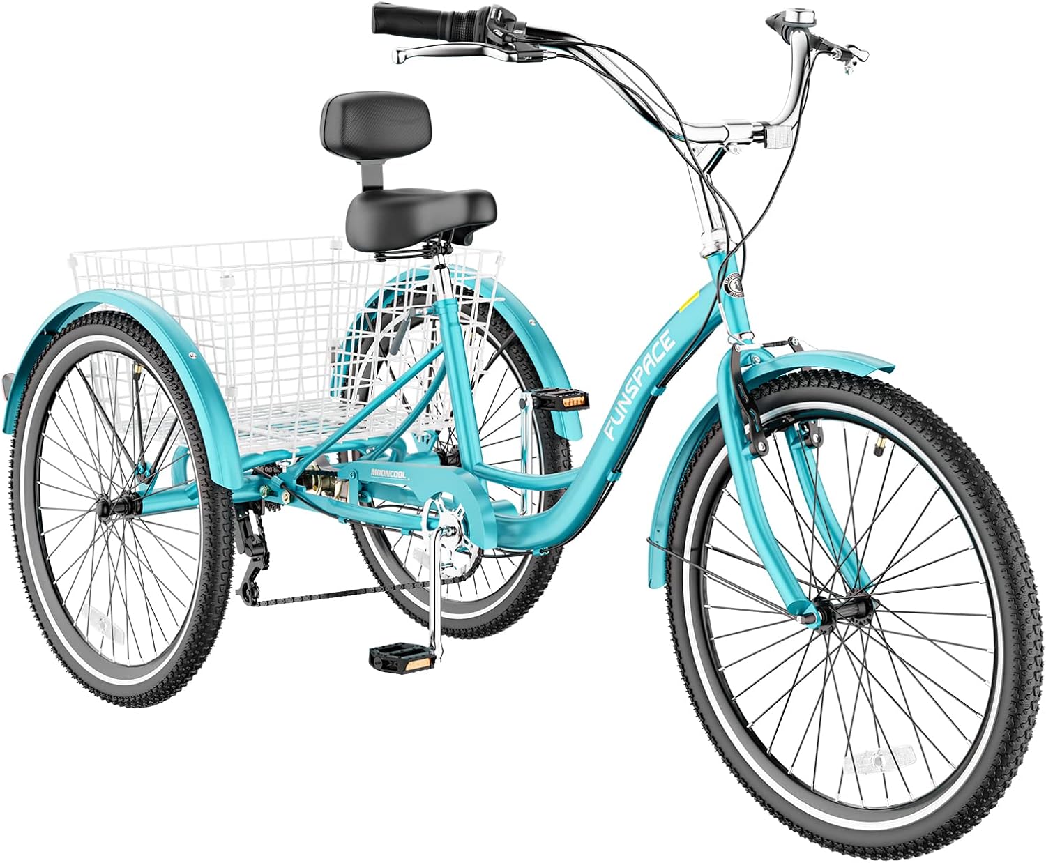 MOONCOOL Adult Tricycle 3-Wheel Bike with Basket, 7-speed