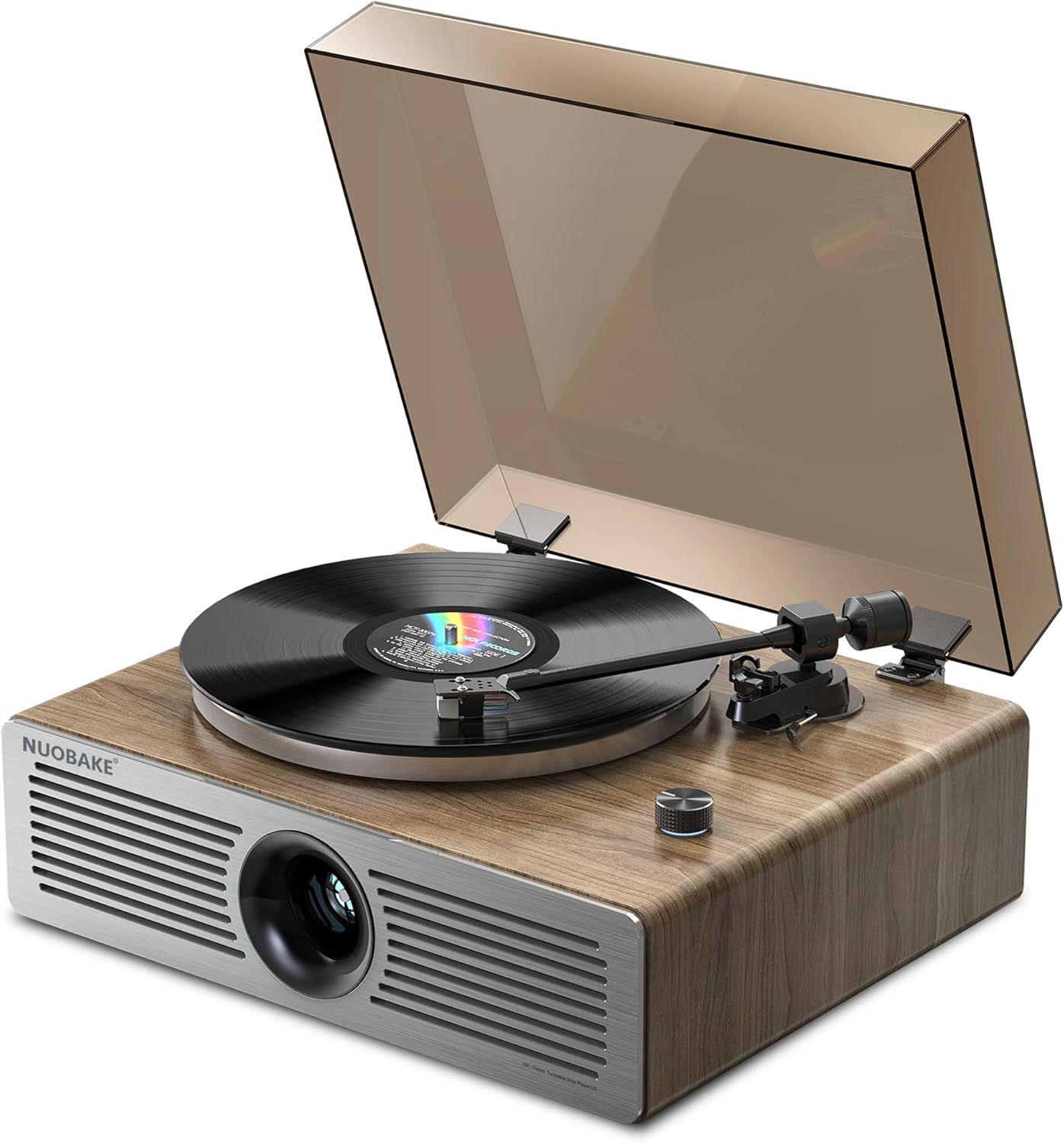 Retro Wood & Metal 3-in-1 Bluetooth Vinyl Record Player with Speakers – Belt-Drive Turntable, Magnetic Cartridge, Wireless & AUX-in, Built-in Preamp, 33/45 RPM, Vintage Phonograph for Home Decor