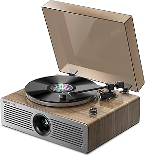 Vinyl Record Player, Record Player Builts in Bluetooth & Speakers,Turntable for Vinyl Records w/AT-3600L Cartridge, Hi-Fi Sound, Phono Preamp,Vintage Wood Grain LP Player