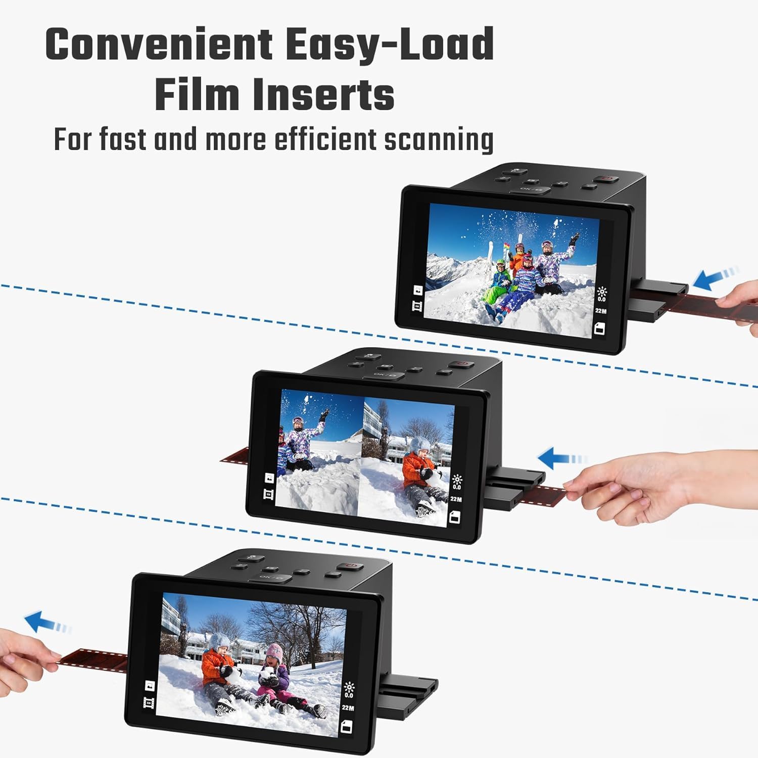 Scanner numérique de film et de diapositives avec grand écran LCD de 5 pouces, scanner de diapositives pour numériser scanner négatif, convertit 135, 126 KPK, 110 négatifs et super 8 films en 22 MP